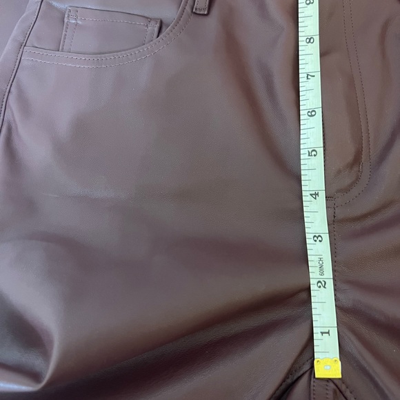 Loft Petite bikercore edgy faux leather crop jeans size 28P burgundy wine casual - Picture 6 of 10